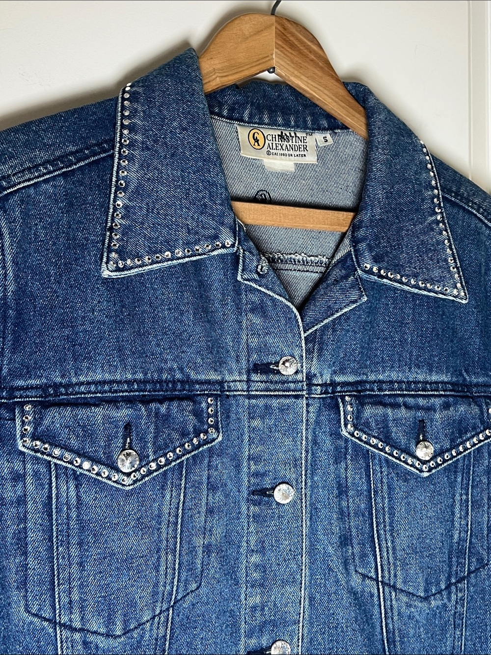 Christine Alexander Blue Denim Jacket with Stud Accents Small - Picture 6 of 7